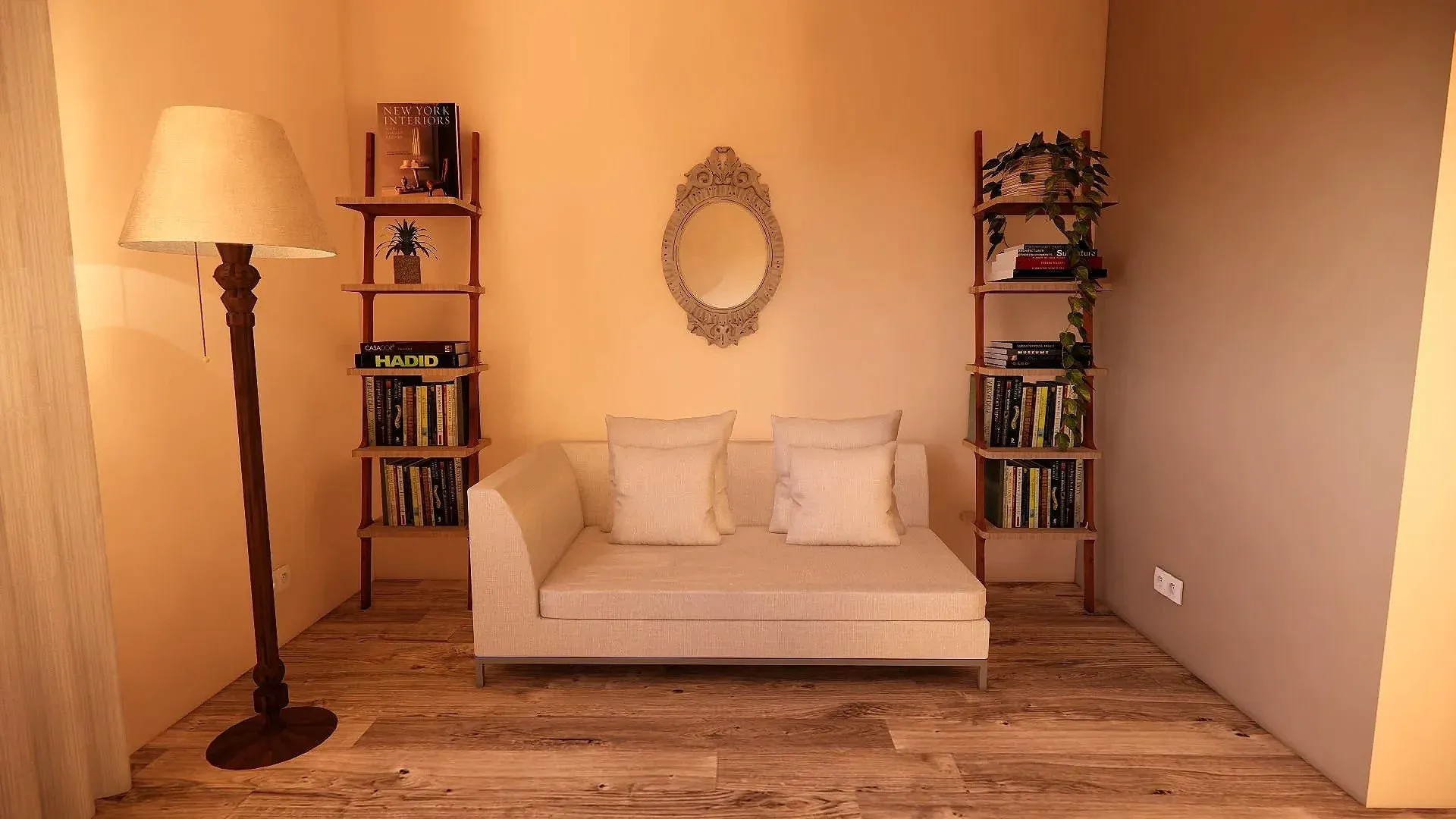 Vue arrière de la chambre rénovée