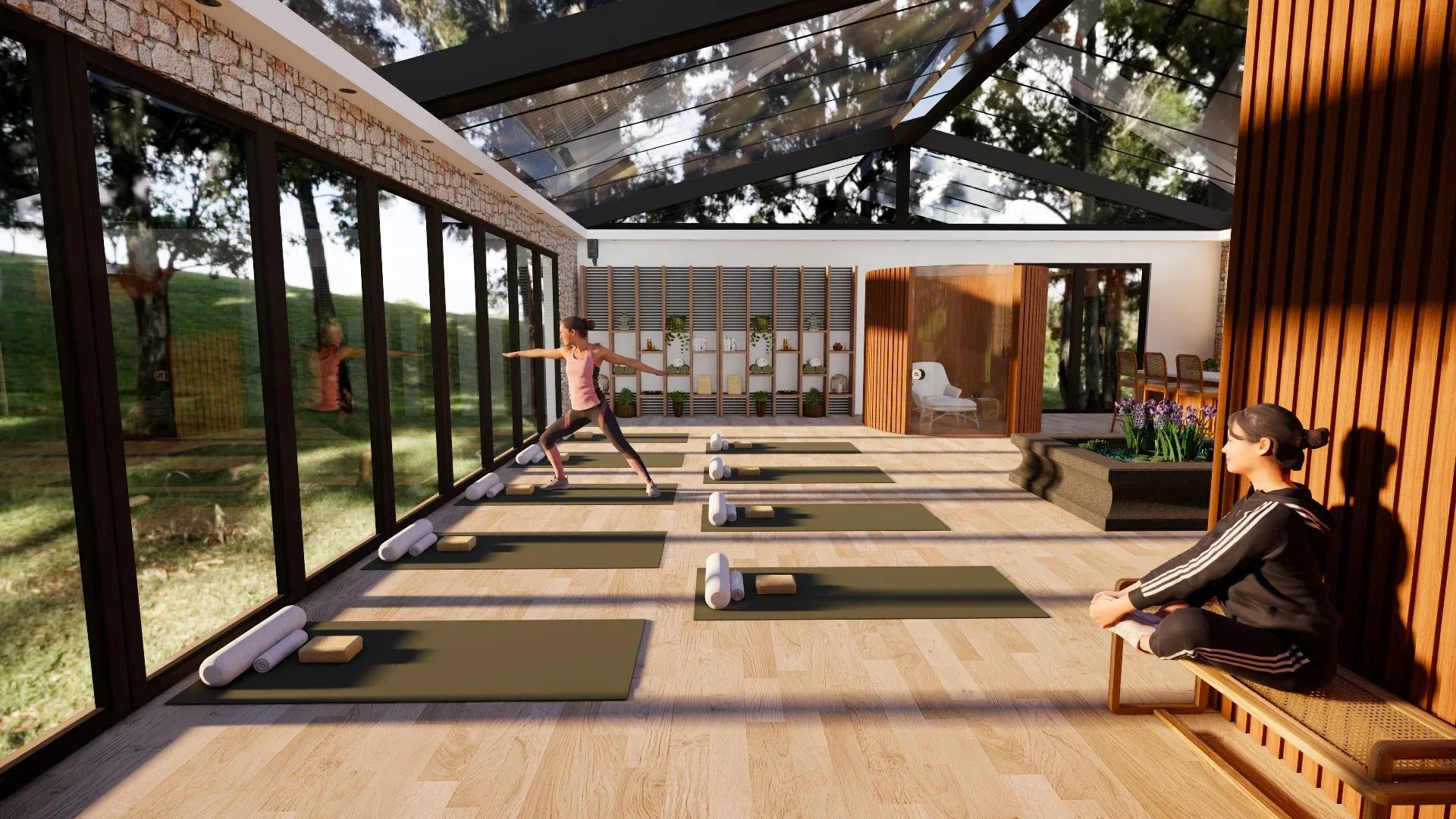 Seconde vue du studio de yoga lumineux