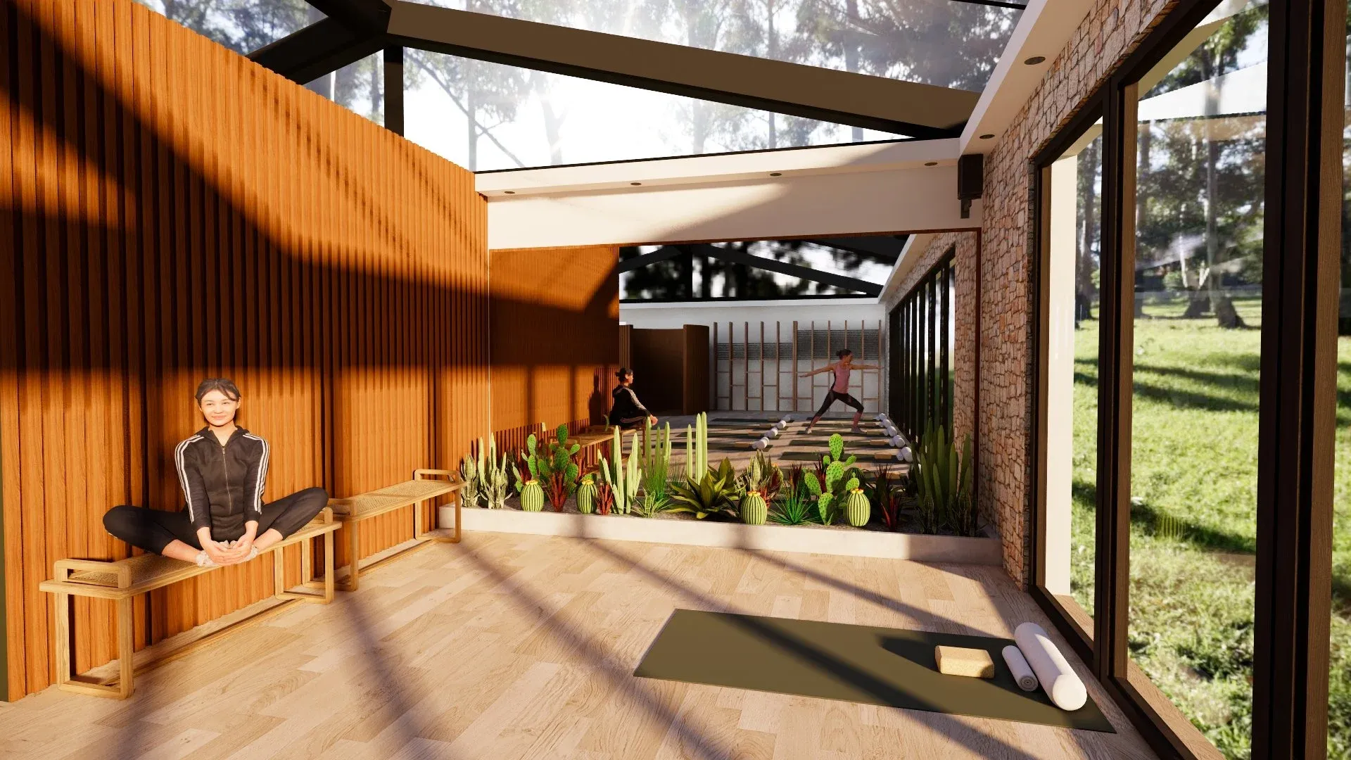 Studio de yoga sous la verrière