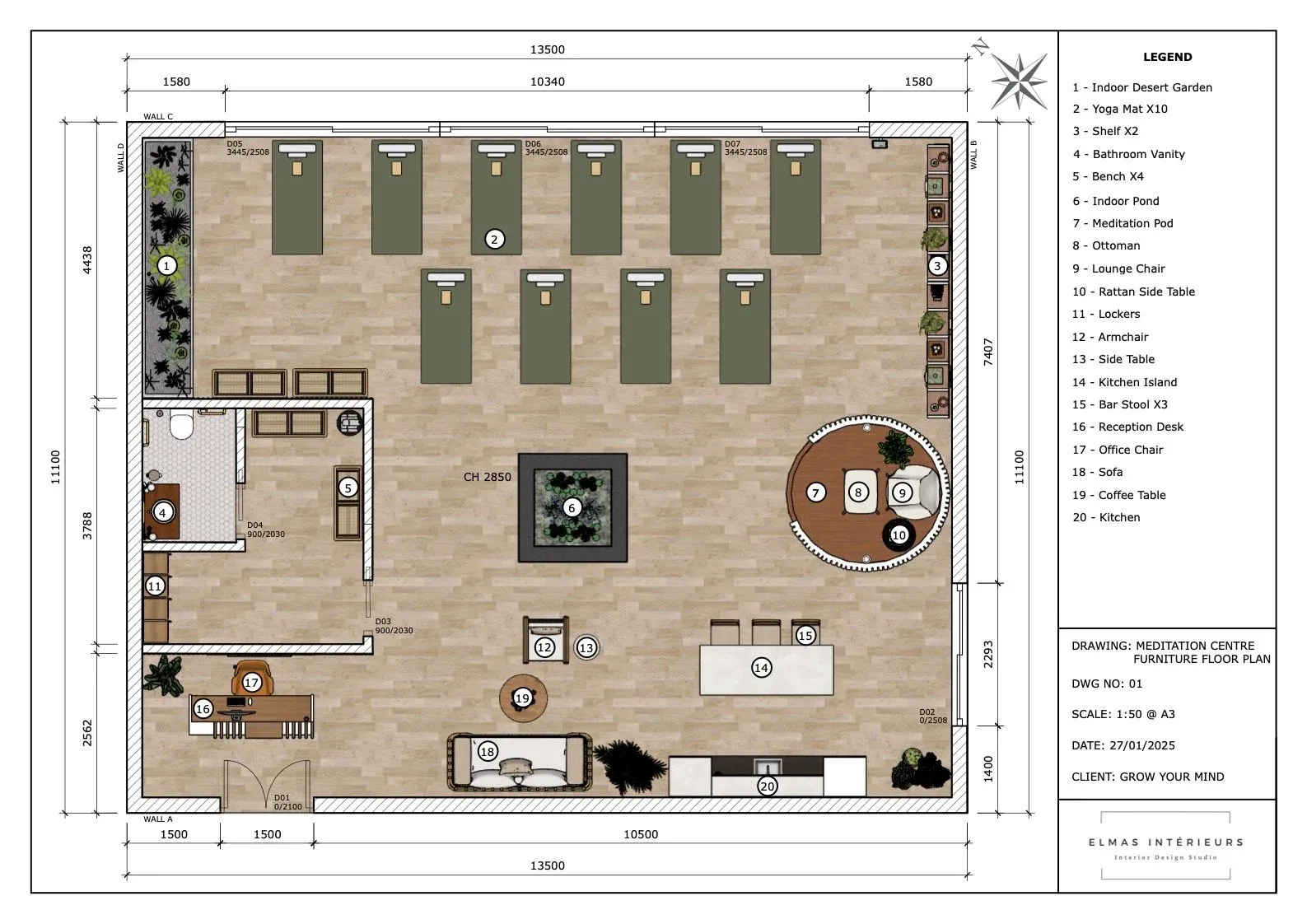 Plan d’aménagement du centre de méditation