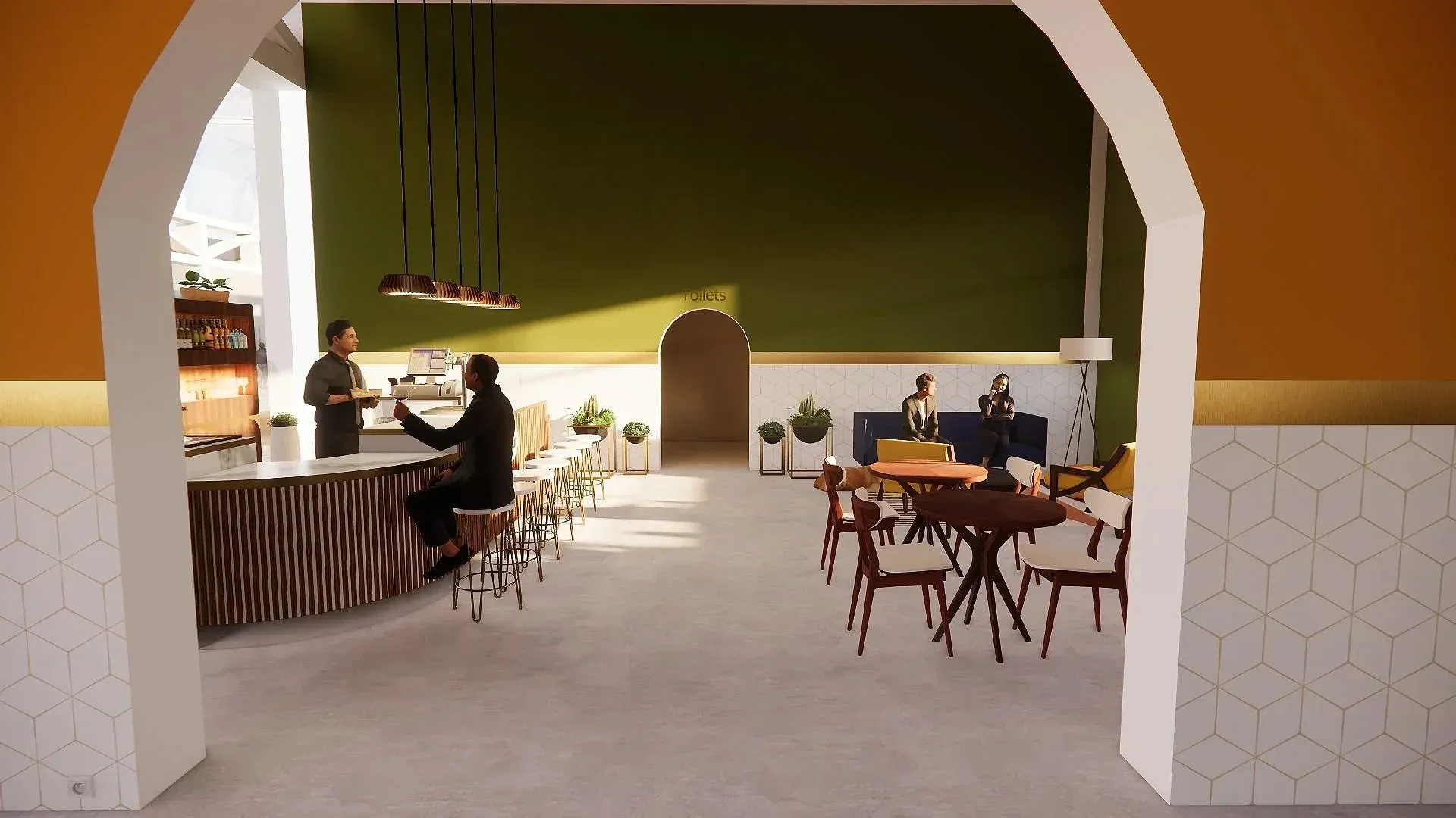 Bar du food court, première vue